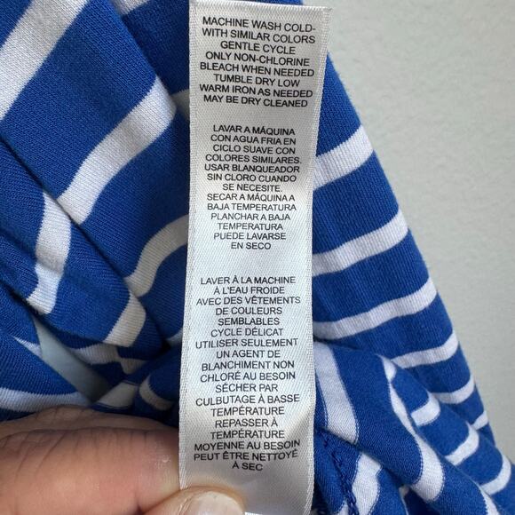 Chico's Tunic Top Size 3 XL US Size 16 Royal Blue White Striped V-Neck - Picture 9 of 15